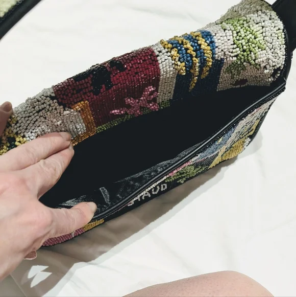 STAUD Tommy Beaded Bag in Coral Patchwork - Picture 11 of 13